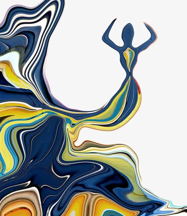 穿长裙的女人抽象画免抠