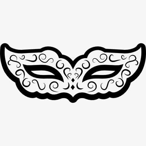 狂欢节日的白色面具图标免抠