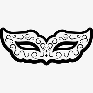 狂欢节日的白色面具图标免抠