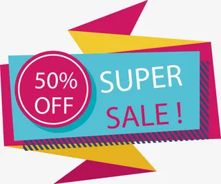 撞色五折促销海报免抠