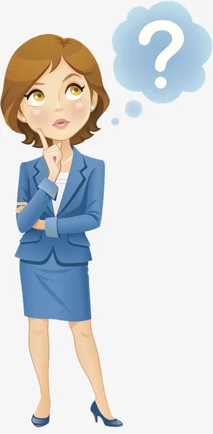 困惑的女孩思考免抠