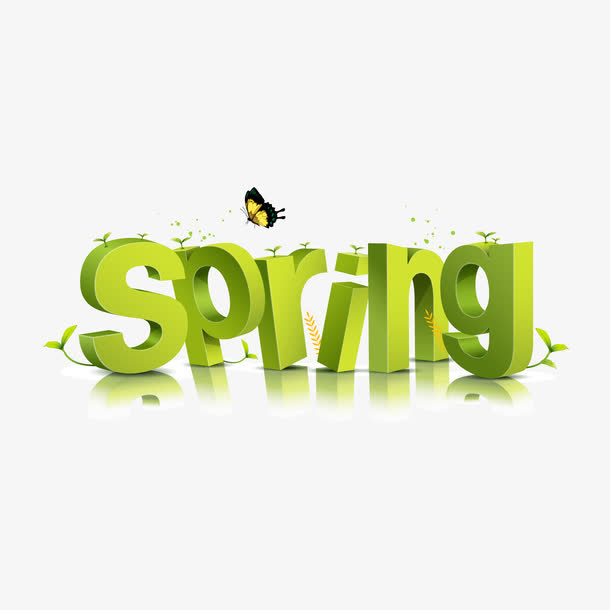 Spring立体艺术字免抠