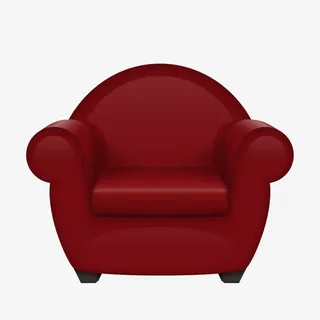 卡通手绘红色的单人沙发免抠