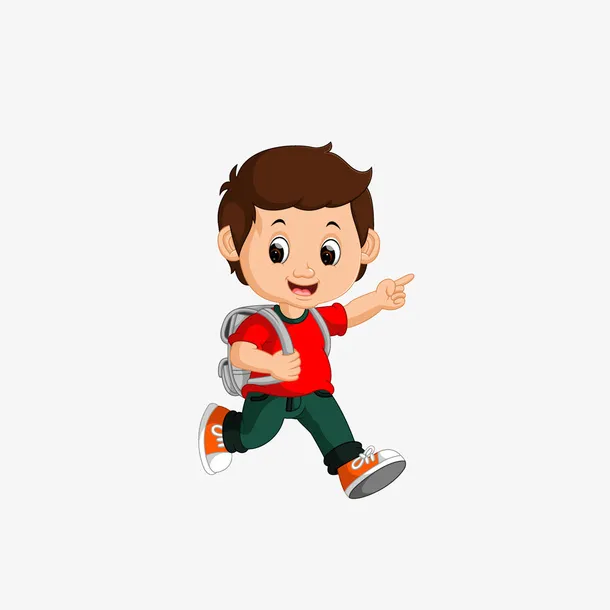 卡通走路上学的男孩素材免抠