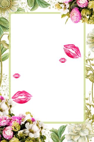 创意花藤花瓣唇印鲜花背景素材高清