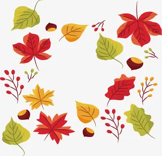 浪漫枫叶花纹免抠