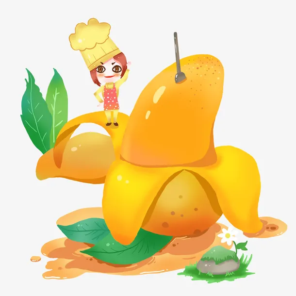 拟人的芒果水果元素免抠