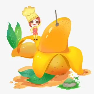 拟人的芒果水果元素免抠