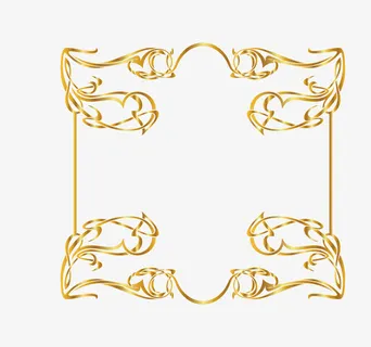 中国风花纹金色边框免抠