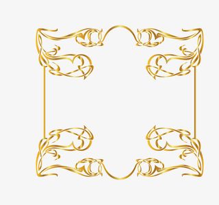 中国风花纹金色边框免抠