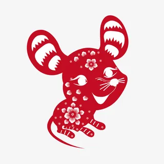 手绘剪纸风老鼠素材免抠