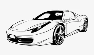 简约手绘线描跑车造型免抠