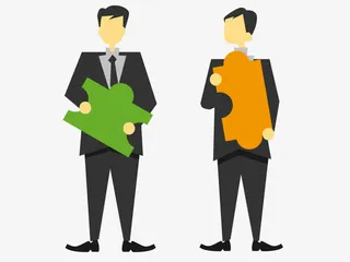 一男一女商务会谈职场谈判中数据免抠