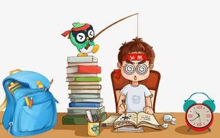 高考季奋斗学习的孩子卡通插图免抠