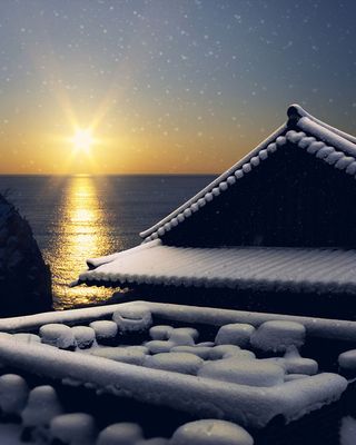 简约小清新冬季雪景广告高清