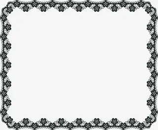黑色花朵蕾丝边框免抠
