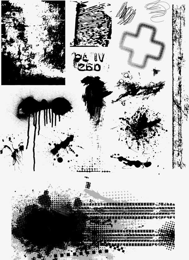 矢量墨水喷溅效果免抠