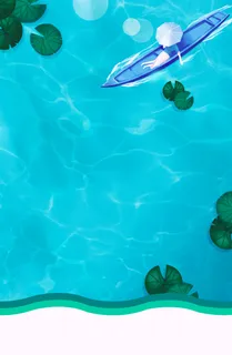 夏天立夏二十四节气荷叶船手绘人物免抠背景卡通/手绘元素