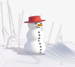 雪地里的可爱雪人免抠