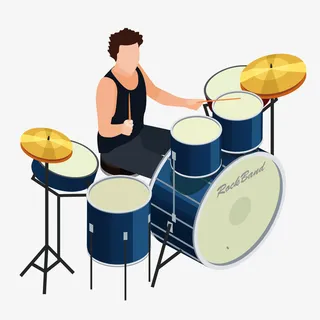 演奏架子鼓的男孩免抠