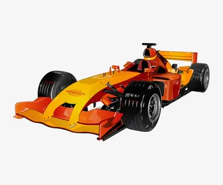 手绘卡通桔色卡丁车免抠