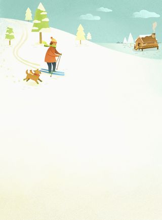 清新简约户外滑雪平面广告高清