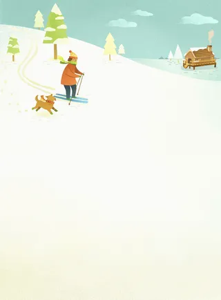 清新简约户外滑雪平面广告高清