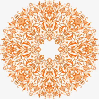 橙色线条花朵免抠