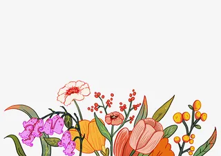 小清新手绘鲜花装饰标题框免抠