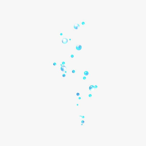 蓝色水珠漂浮免抠