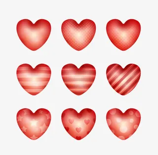 九颗立体爱心免抠