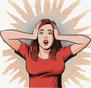 装饰插图抓狂崩溃的女孩免抠