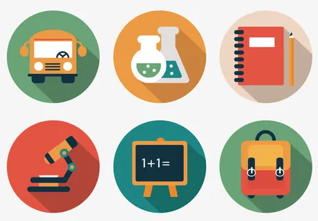 卡通校园主题图标扁平化设计免抠