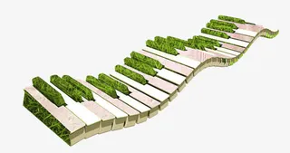 创意青草钢琴键免抠