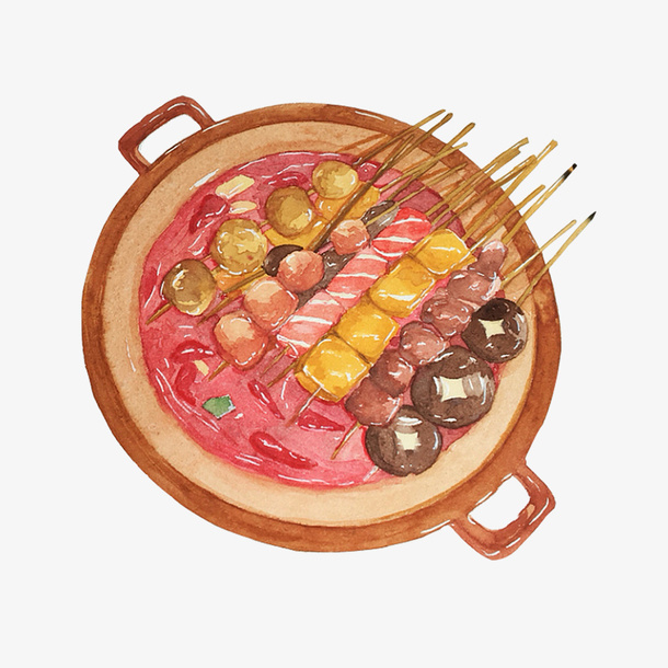 可爱的串串手绘火锅免抠