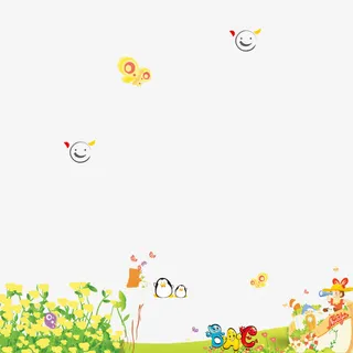 花朵草地学校宣传单免抠