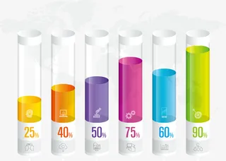 矢量透明圆柱形图表免抠