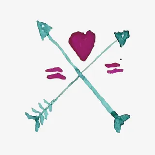 矢量蓝色彩绘羽箭叉号爱心箭头免抠