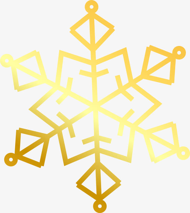 金色闪耀冬日雪花免抠