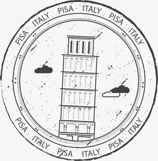 复古意大利披萨斜塔免抠