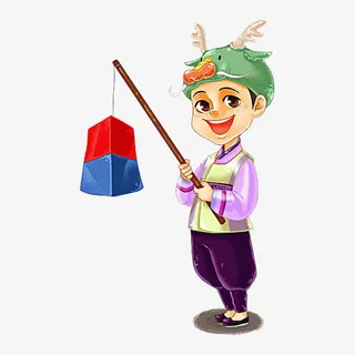 提灯笼的男孩免抠