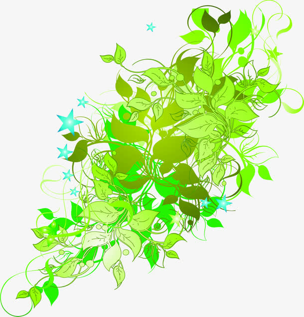 手绘绿色叶子招聘海报免抠