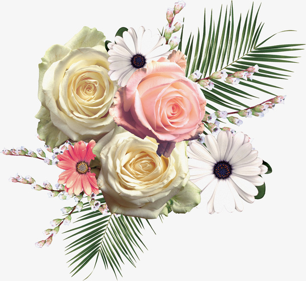 实物插花绿叶花朵免抠