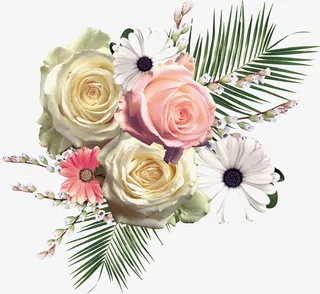 实物插花绿叶花朵免抠