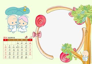 卡通小天使儿童成长相册模板免抠