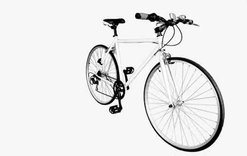 白色简约春天自行车免抠