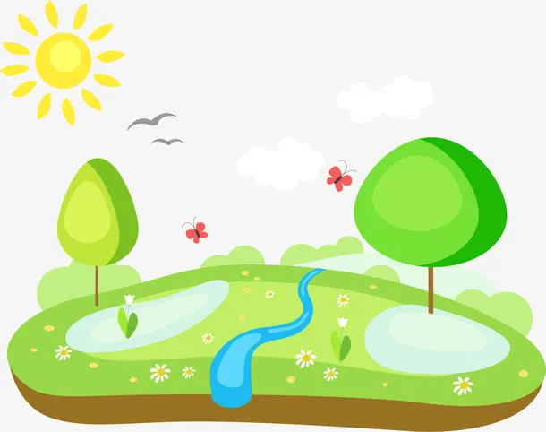 矢量手绘草地免抠