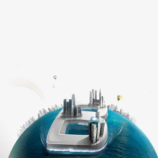 创意水上建筑免抠