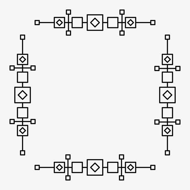 黑色线条花纹边框免抠