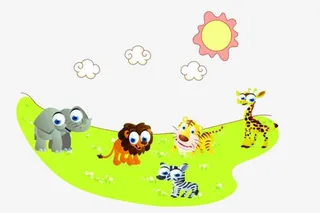 卡通草地上的动物免抠